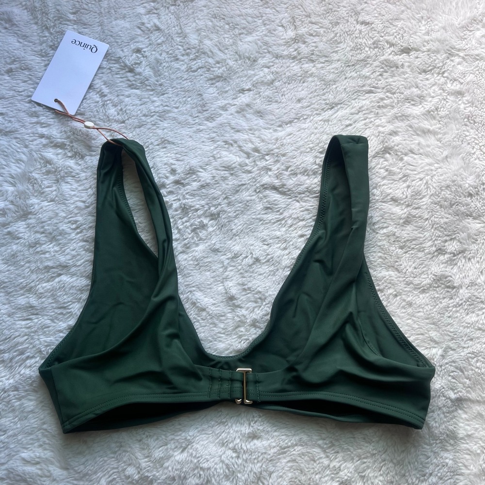 Quince Women's Recycled Polyamide V-Neck Bikini Top Dark Green ATG001 Medium NWT - Picture 5 of 8